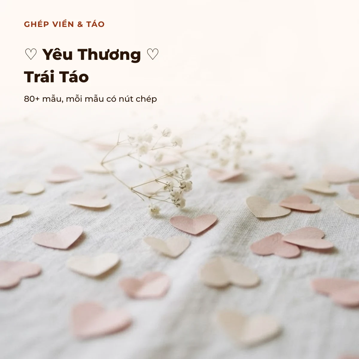 Kí tự trái tim ghép viền và nhóm trái táo